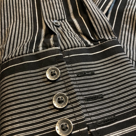 Fender Guitar Long Sleeve Striped Button Up Shirt Skull Rock n Roll Size Large - Picture 5 of 10